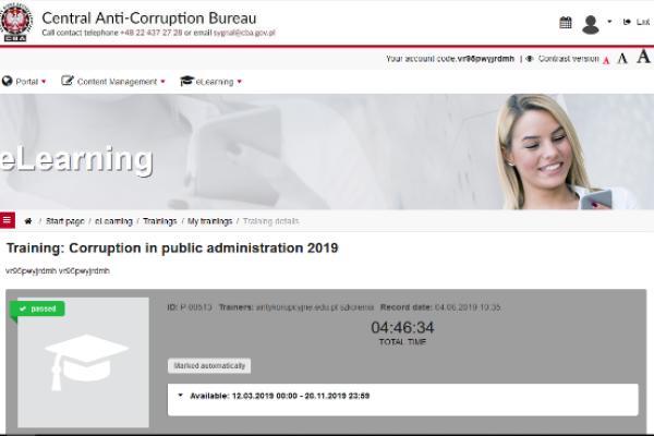 E-learning platform of the Central Anti-corruption Bureau